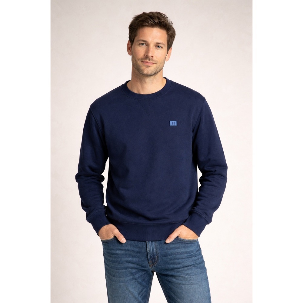 Les Deux Navy‎ Blue Cotton Crewneck Sweatshirt Men's Size M